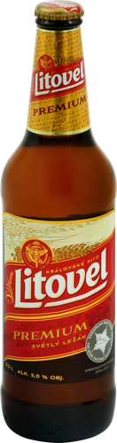 Пиво светлое LITOVEL Premium фильтрованное пастеризованное 5%, 0.5л, фото