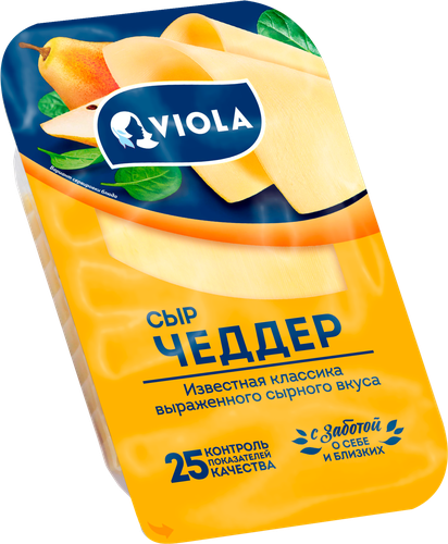 Сыр полутвердый VIOLA Чеддер 50%, нарезка, без змж, 120г, вид