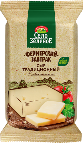 Сыр СЕЛО ЗЕЛЕНОЕ Традиционный 40%, без змж, 180г, вид