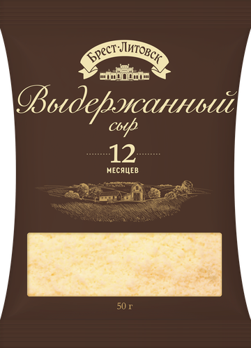 Сыр БРЕСТ-ЛИТОВСК Выдержанный 12 месяцев 45%, без змж, 50г, крупный план