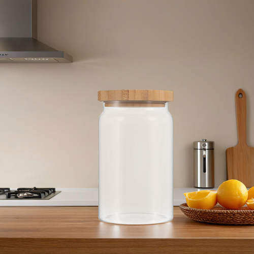 Банка для хранения HOMECLUB Bamboo, с крышкой, бамбук, 900мл, картинка