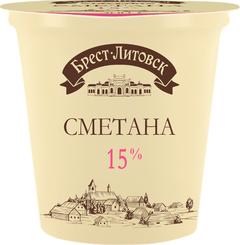 Сметана БРЕСТ-ЛИТОВСК 15%, без змж, 300г, фотография