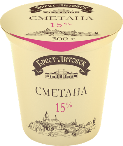 Сметана БРЕСТ-ЛИТОВСК 15%, без змж, 300г, фото
