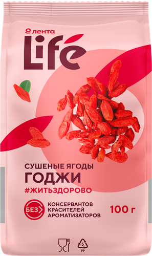 Ягоды годжи ЛЕНТА LIFE сушеные, 100г, фото