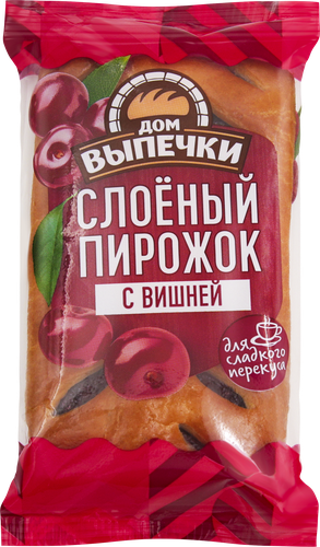 Пирожок слоеный ДОМ ВЫПЕЧКИ с вишней, 70г, вид