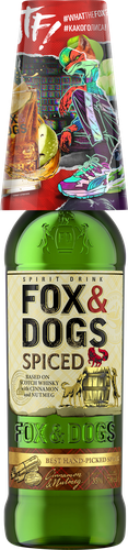 Настойка FOX & DOGS Spiced на основе виски 35% со стаканом, полусладкая,  0.7л