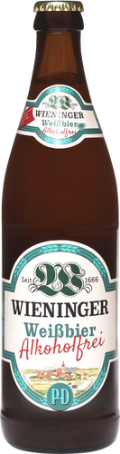 Пиво безалкогольное светлое WIENINGER Weisbier Alkoholfrei нефильтрованное непастеризованное 0,5%, 0.5л
