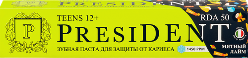 Зубная паста детская PRESIDENT Juicy lime 12+, 70г, изображение