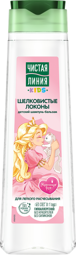 Шампунь-бальзам для волос детский ЧИСТАЯ ЛИНИЯ Шелковистые локоны для легкого расчесывания 1+, 400мл, детальное фото