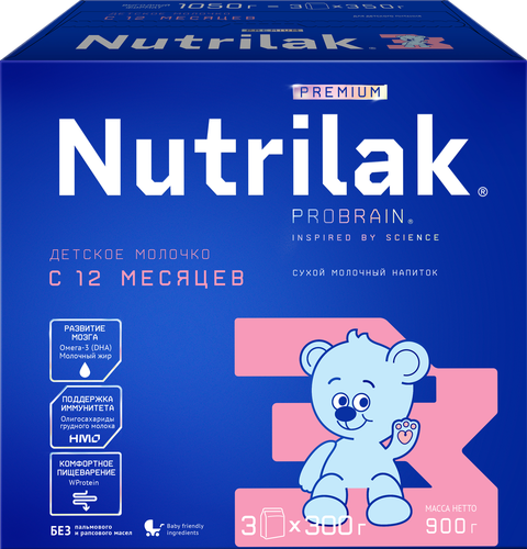 Напиток молочный NUTRILAK Premium 3, с 12 месяцев, 900г, картинка