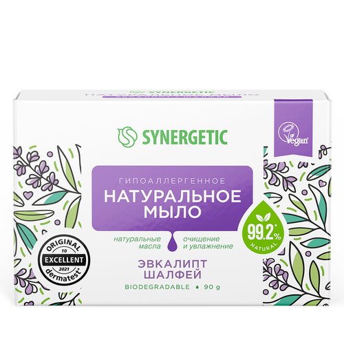 Мыло туалетное SYNERGETIC Эвкалипт и шалфей, 90г, фото