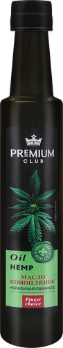 Масло конопляное PREMIUM CLUB нерафинированное, 250мл, крупный план