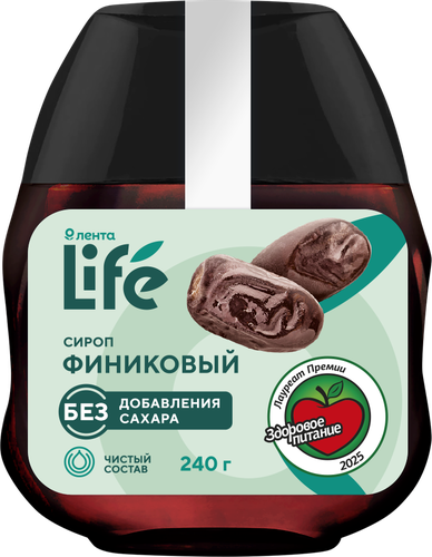 Сироп ЛЕНТА LIFE Финиковый, 240г, вид