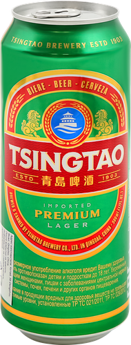 Пиво светлое TSINGTAO Lager пастеризованное 4,7%, 0.5л, картинка