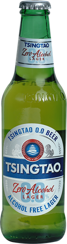 Пиво светлое безалкогольное TSINGTAO фильтрованное пастеризованное, не 
более 0,03%, 0.33л, фотография