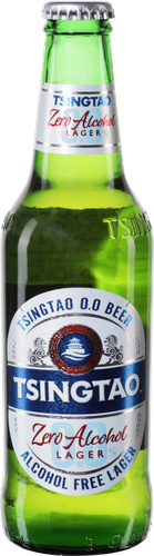 Пиво светлое безалкогольное TSINGTAO фильтрованное пастеризованное, не 
более 0,03%, 0.33л, фотография