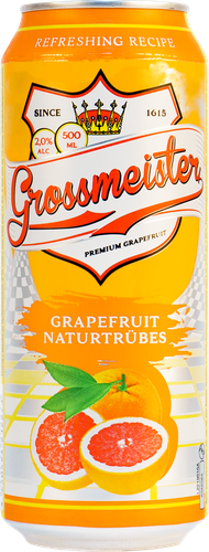Напиток пивной GROSSMEISTER Naturtrubes Grapefruit нефильтрованный пастеризованный 2%, 0.5л, фото