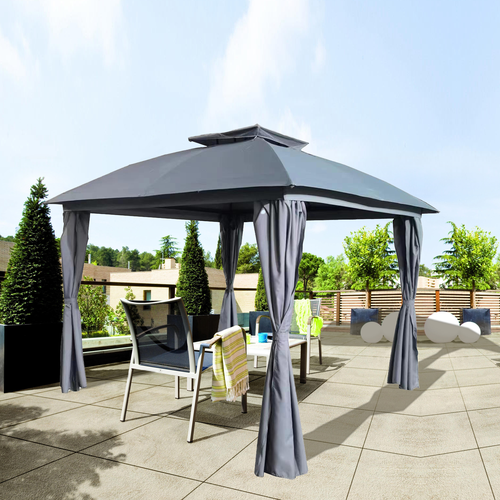Павильон GIARDINO CLUB 2,9x2,9x2,65м со шторами, серый, Арт. LZ-12929, вид