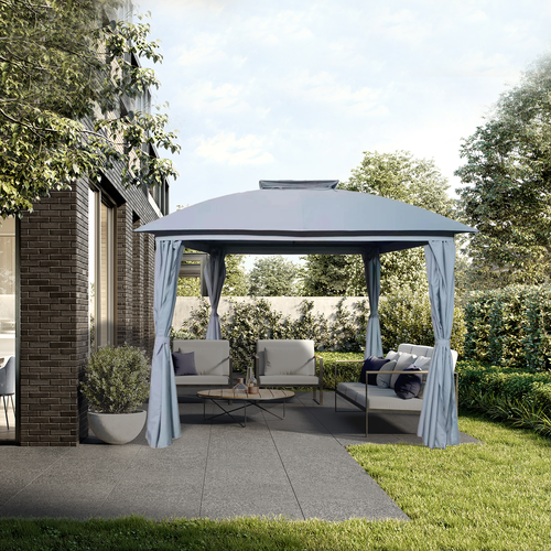 Павильон GIARDINO CLUB 2,9x2,9x2,65м со шторами, серый, Арт. LZ-12929, картинка