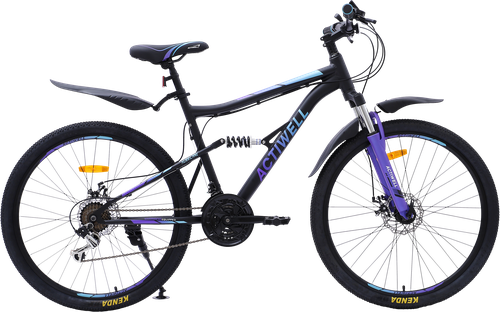 Велосипед горный ACTIWELL Hurricane, 27,5" 21 скорость, графитный, фиолетово-голубой, Арт. HUR26AL-U, фотография