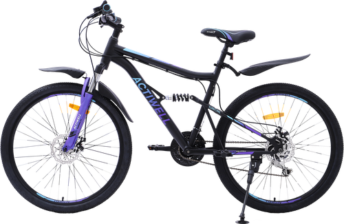 Велосипед горный ACTIWELL Hurricane, 27,5" 21 скорость, графитный, фиолетово-голубой, Арт. HUR26AL-U, изображение