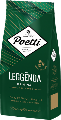 Кофе зерновой POETTI Leggenda Original натуральный жареный, 250г, вид