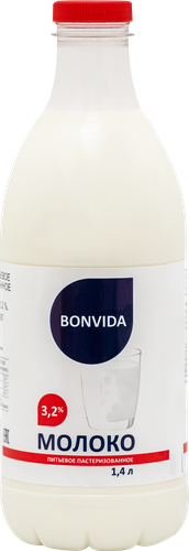 Молоко пастеризованное BONVIDA 3,2%, без змж, 1400мл, детальное фото