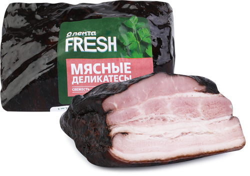 Грудинка копчено-вареная Домашняя ЛЕНТА FRESH, весовая, вид