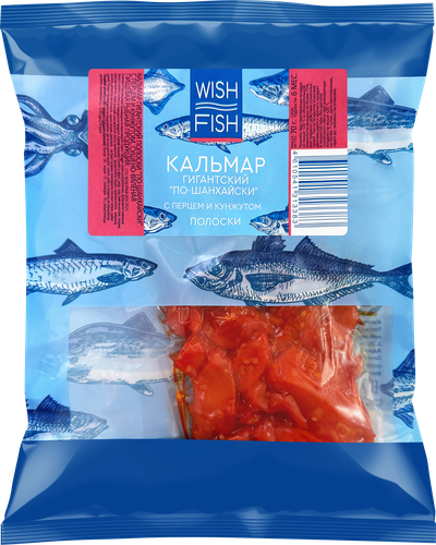 Кальмар сушено-вяленый&nbsp;WISH FISH По-Шанхайски, с перцем и кунжутом, стружка, 70г, крупный план
