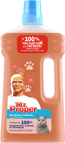 Средство для полов и стен MR.PROPER Свежий цитрус для домов с кошками,  1л, изображение