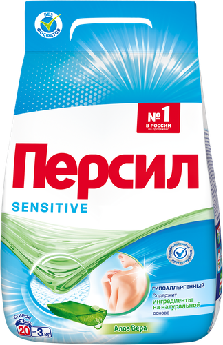 Стиральный порошок ПЕРСИЛ Сенситив Aloe Vera универсальный, 3кг, фото