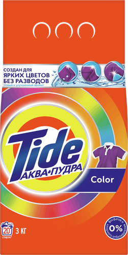 Стиральный порошок для цветного белья TIDE Аквапудра Color, автомат, 3кг, вид