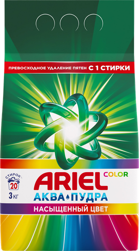 Стиральный порошок для цветного белья ARIEL Color, автомат, 3кг, крупный план