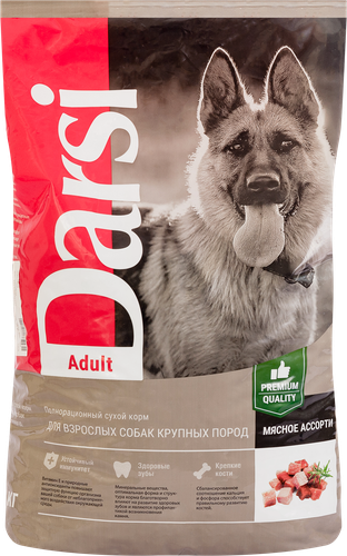 Корм сухой для собак DARSI Adult Мясное ассорти, для крупных пород, 10кг, крупный план