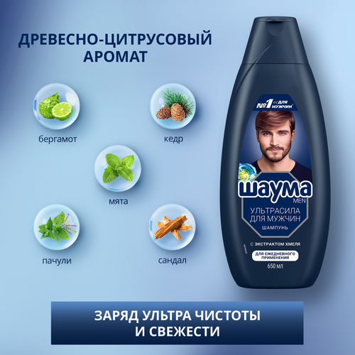 Шампунь для волос мужской ШАУМА Men Ultra Сила, 650мл, вид