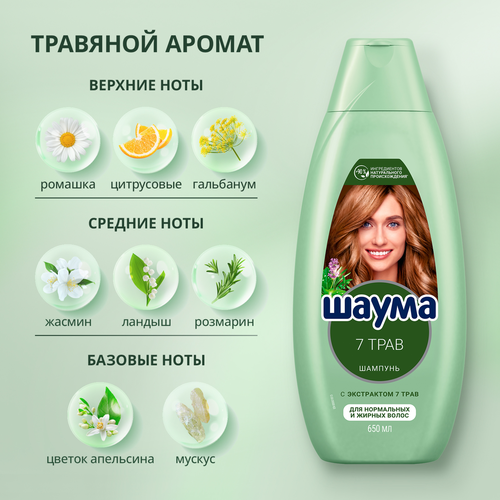 Шампунь для волос ШАУМА 7 трав, 650мл, вид