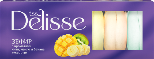 Зефир DELISSE Ассорти с ароматом киви, манго, банана, 210Г, изображение