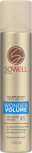 Лак для волос SOWELL Wonder Volume Мега объем от корней сверхсильная фиксация, 300мл, фото