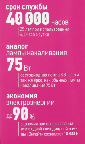 Лампа светодиодная ОНЛАЙТ 8Вт 2700К Е14 свеча, филамент, Арт. 80892, картинка