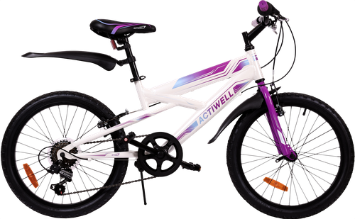 Велосипед ACTIWELL Junior 20" 6 скоростей, бело-пурпурный, Арт. JUN20ST-U, крупный план