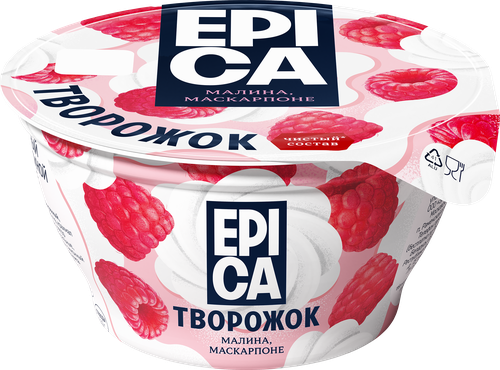 Десерт творожный EPICA Малина-маскарпоне 7,7%, без змж, 130г, фото