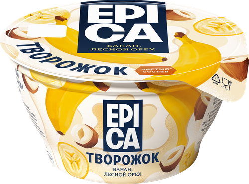 Десерт творожный EPICA Банан-лесной орех 7,6%, без змж, 130г, картинка