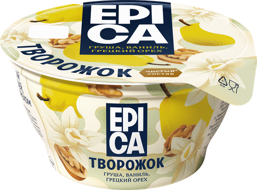Десерт творожный EPICA Груша-ваниль-грецкий орех 8%, без змж, 130г, картинка