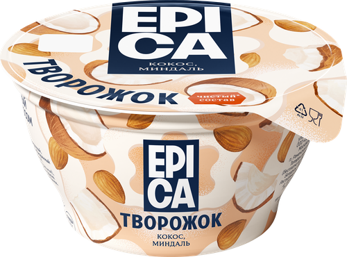 Десерт творожный EPICA Кокос-миндаль 8,9%, без змж, 130г, картинка