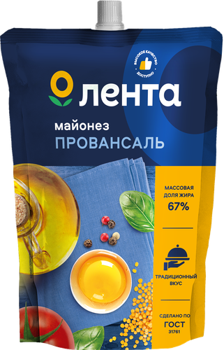 Майонез ЛЕНТА Провансаль Классический 67%, 700мл, детальное фото