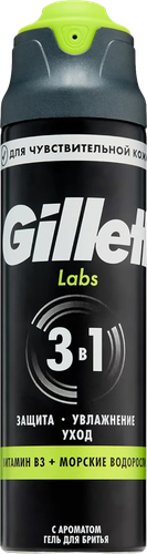 Гель для бритья GILLETTE Labs, для чувствительной кожи, 198мл, картинка