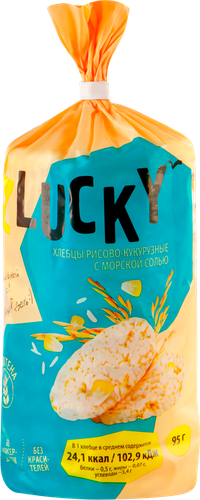 Хлебцы рисово-кукурузные Z LUCKY хрустящие, с морской солью, 95г, фото