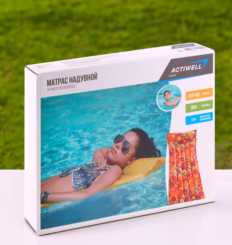Матрас для плавания надувной ACTIWELL 183x69см, Арт. BrTropics02, фотография