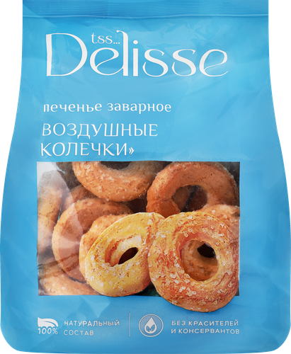 Печенье заварное DELISSE Воздушные колечки, 100г, картинка