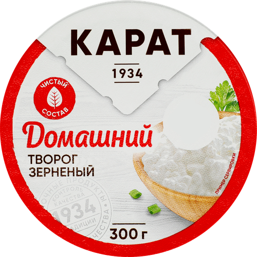 Творог зерненый КАРАТ Домашний 4%, без змж, 300г, фото